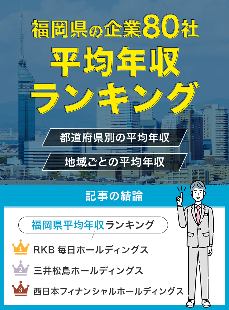 福岡県の企業80社平均年収ランキング